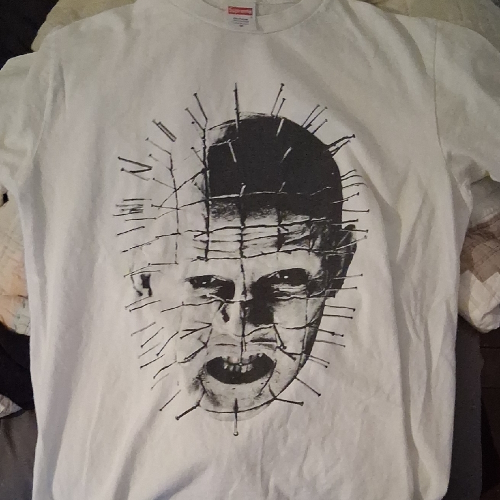 Supreme Hellraiser White Graphic Tee with Black Design